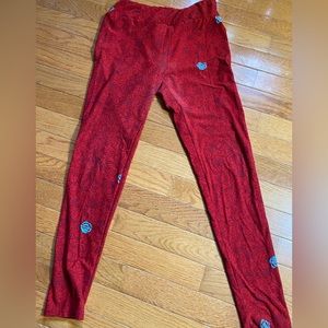 Lularoe leggings vintage rose/floral flower red black & blue